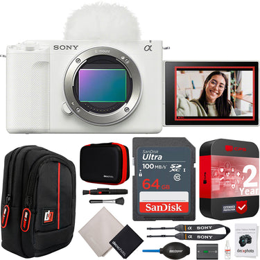 Sony ZV-E10 II Mirrorless APS-C Camera Body White Kit + Extended Warranty Bundle