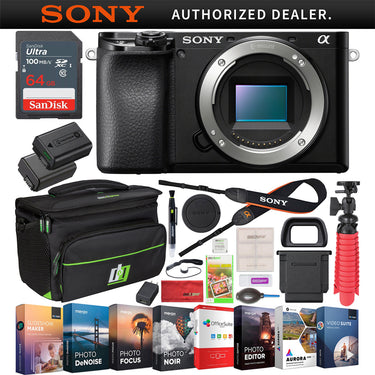 Sony a6100 Mirrorless Camera 4K APS-C Body Only ILCE-6100B Software Case Bundle