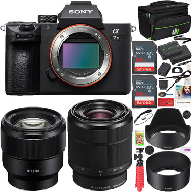 Sony a7 III Mirrorless 4K Camera + 2 Lens Kit 28-70mm + 85mm + Case 2x Battery Bundle