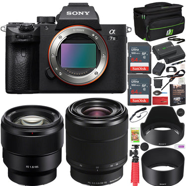 Sony a7 III Mirrorless 4K Camera + 2 Lens Kit 28-70mm + 85mm + Case 2x Battery Bundle