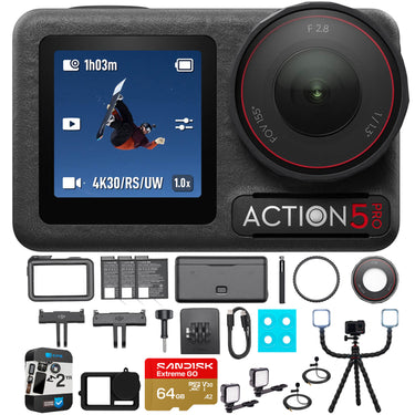 DJI Osmo Action 5 Pro Adventure Combo w/ Vlogging Accessories Bundle
