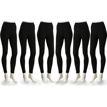 Fashionable Legs 6-Pack Fleece Lined Leggings Midnight Black X-Large Size ( 1X/2X )