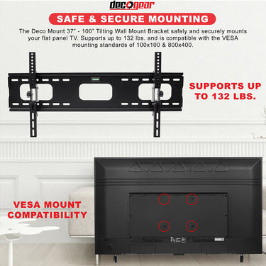 Deco Mount 37"-100" TV Wall Mount Bracket Bundle - TILT37100KT - Open Box