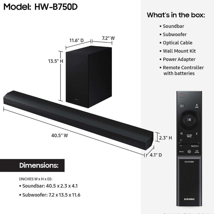 Samsung HW-B750D 5.1ch Soundbar with Dolby Virtual:X DTS (2024)