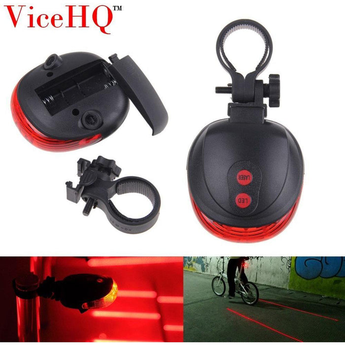 ViceHQ Super Bright 5 LED's Laser Taillight for Bicycle Safety - Red Light