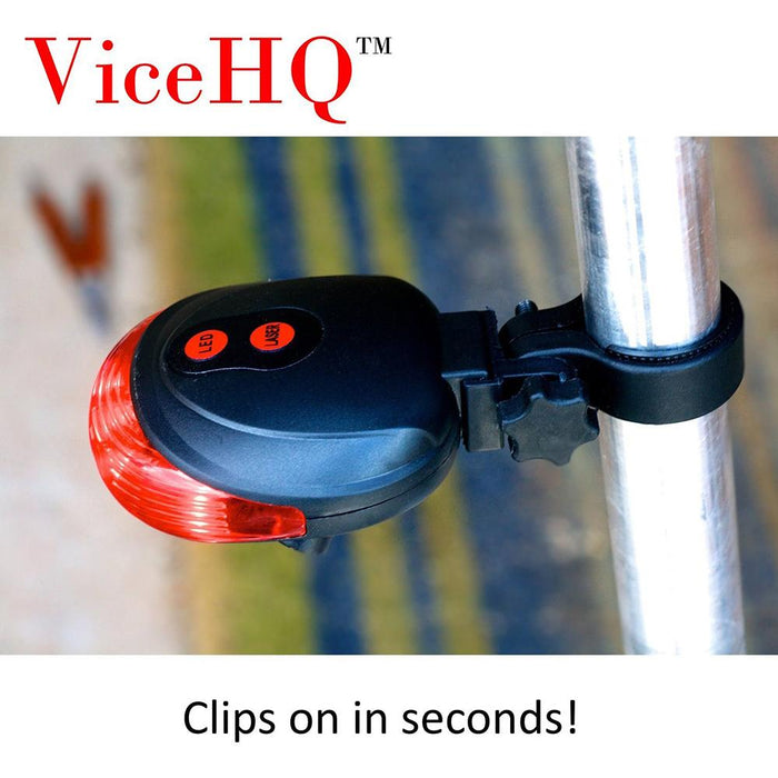 ViceHQ Super Bright 5 LED's Laser Taillight for Bicycle Safety - Red Light