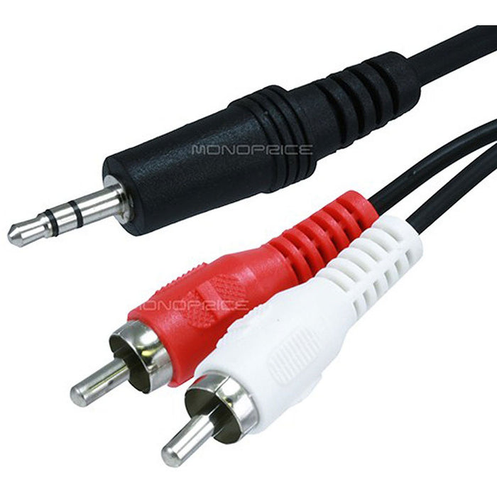 Monoprice 6ft 3.5mm Stereo Plug/2 RCA Plug Cable - Black