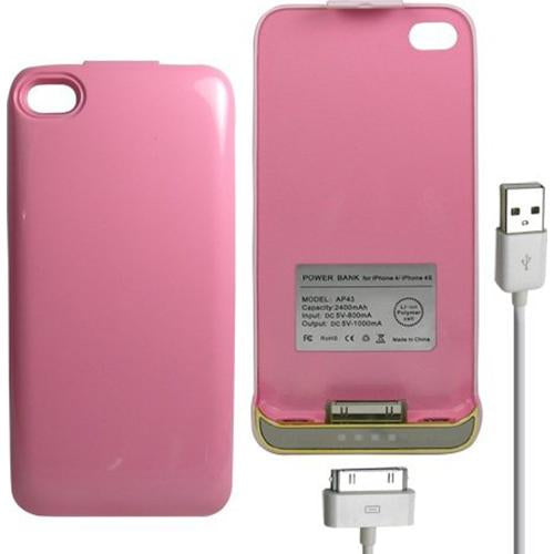 Power Bank iPhone 4/4S Battery Case 2400mAh - Pink