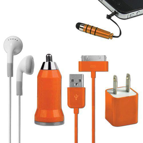 iCover 5-in-1 Travel Kit for iPhone 4/4S and 4th Generation iPods - Orange