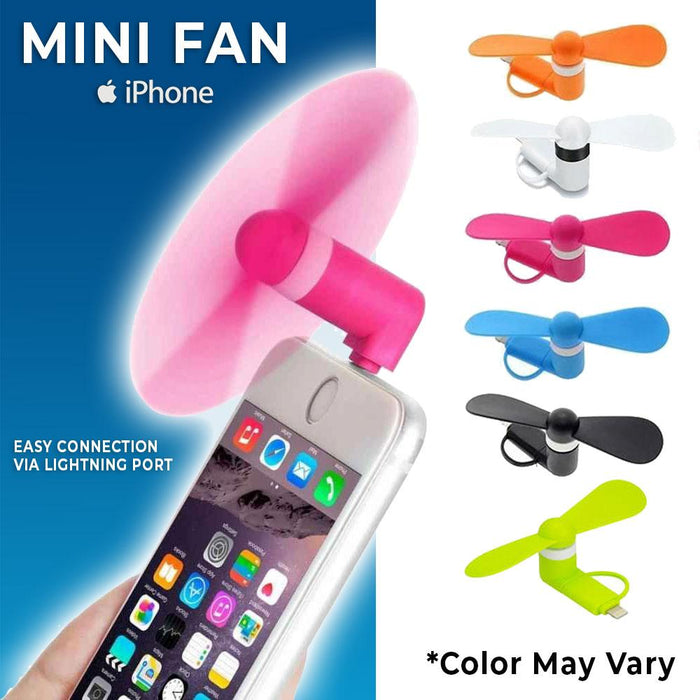 BINFUL Portable Mini Fan for iPhone with Lightning Connector Port (Color May Vary)
