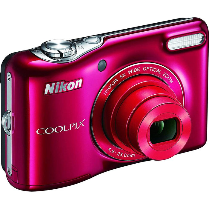 Nikon COOLPIX L32 20.1MP 720P HD Video Digital Camera - Red