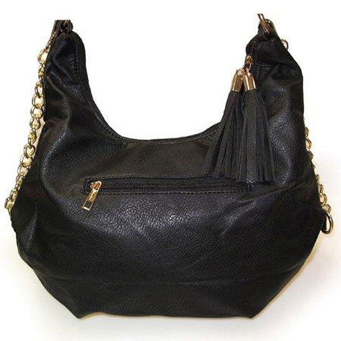 Yoki Quilted Hobo with Micro Stud and Tassel in Black - YK1034-CM