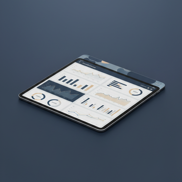 Custom analytics dashboard on tablet device
