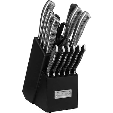 Cuisinart 15-Piece Cutlery Knife Block Set Steel with Knife Sharpener and Gloves