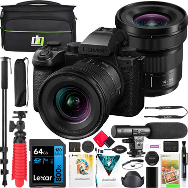 Panasonic LUMIX S5IIX Full Frame Mirrorless Camera Body with 14-28mm Lens Kit Bundle