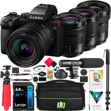 Panasonic LUMIX S5II Full Frame Mirrorless Camera + 3 Lens 20-60mm + 50mm + 14-28mm Bundle