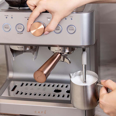 Cafe BELLISSIMO Semi Automatic Espresso Machine + Frother - Steel Silver - Open Box