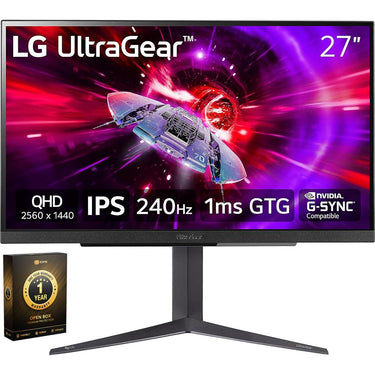 LG 27" UltraGear QHD 1ms 240Hz Gaming Monitor (Open Box) + 1 Year Warranty Pack