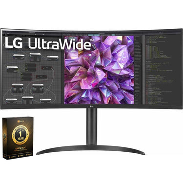 LG 34" Curved UltraWide QHD IPS PC Monitor (Open Box) + 1 Year Warranty Pack
