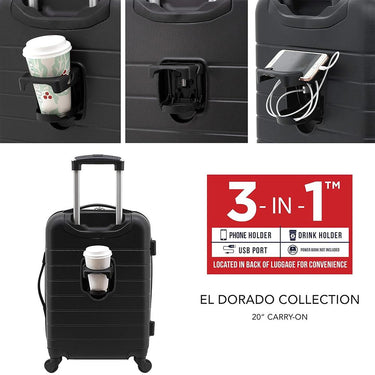 Wrangler 20" Smart Spinner Carry-On Luggage With USB Charging Port, Black - Open Box