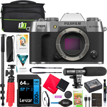 Fujifilm X-T50 Mirrorless Interchangeable Lens Digital Camera Body - Silver + Bundle