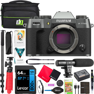 Fujifilm X-T50 Mirrorless Interchangeable Lens Camera Body - Charcoal Silver + Bundle