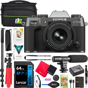 Fujifilm X-T50 Mirrorless Digital Camera Body Charcoal Silver + XF 16-50mm Lens Bundle