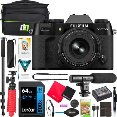 Fujifilm X-T50 Mirrorless Digital Camera Body Black + XF 16-50mm Lens + Accessory Bundle