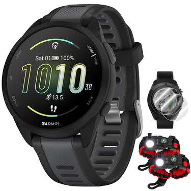 Garmin Garmin Forerunner 165 Smart Sport Watch, Black +Slate Gray w/ Accessories Bundle