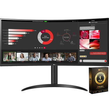 LG 34WR55QC-B 34" Curved UltraWide WQHD Monitor (Open Box) +1 Year Warranty Pack