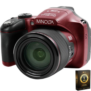 Minolta 20 MP HD Bridge Digital Camera w/67x Zoom (Open Box) + 1 Year Warranty Pack