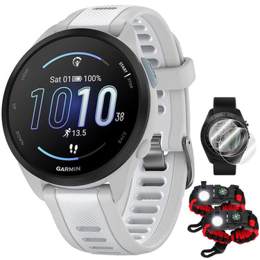 Garmin Forerunner 165 Smart Sport Watch, Mist Gray + Whitestone w/ Accessories Bundle