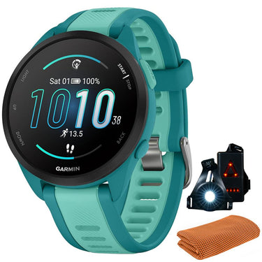 Garmin Forerunner 165 Music Smart Sport Watch, Turquoise + Aqua w/ Accessories Bundle