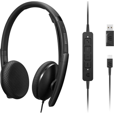 Lenovo Wired VoIP UC Headset in Black - 4XD1M39028