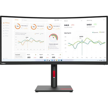 Lenovo ThinkVision T34w-30 34" WQHD 3440x1440 60Hz 21:9 4ms 1500R Curved Monitor