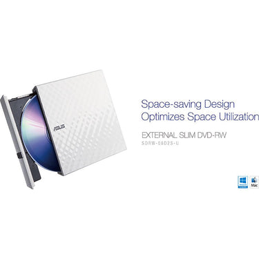 ASUS Lite Portable USB 2.0 Slim 8X Rewriter External Drive - SDRW-08D2S-U/WHT/G/A