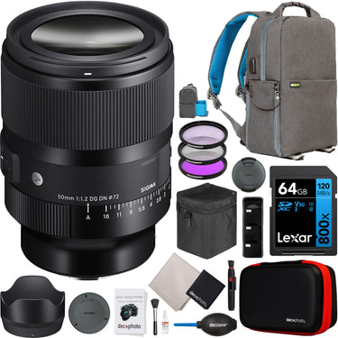 Sigma 50mm F1.2 DG DN Art Lens for Sony E-Mount Full Frame Mirrorless Cameras Bundle