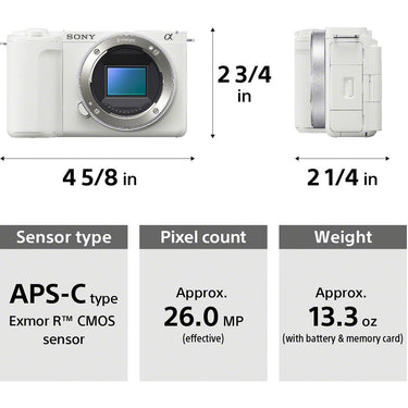 Sony Alpha ZV-E10 II APS-C Interchangeable Lens Mirrorless Content Camera (White)