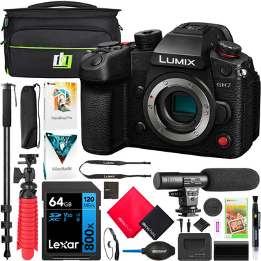 Panasonic LUMIX GH7 Mirrorless Micro Four Thirds Camera Body DC-GH7BODY +Deluxe Kit Bundle