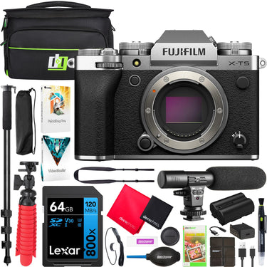 Fujifilm X-T5 Mirrorless Interchangeable Lens Digital Camera Body - Silver + Bundle