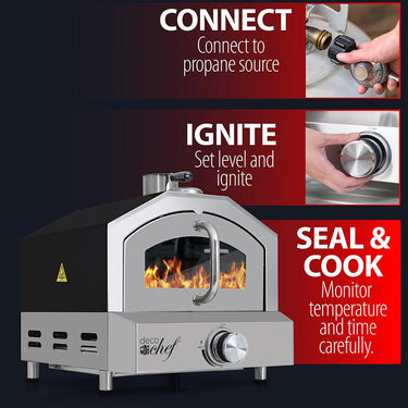 Deco Chef 2-in-1 Propane Gas Pizza Oven & Grill w/ Pizza Stone & Peel - Open Box