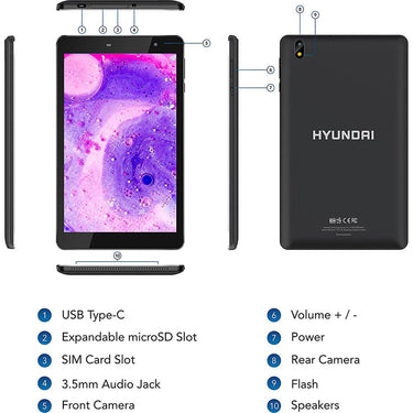 Hyundai HYtab Pro 8LA1 8 LTE Tablet; FHD IPS; 4GB/64GB (HT8LA1RBKNA01) - Open Box
