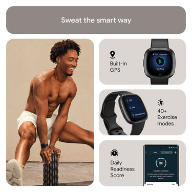 Fitbit Versa 4 Fitness Smartwatch with GPS, 24/7 Heart Rate - Black/Graphite