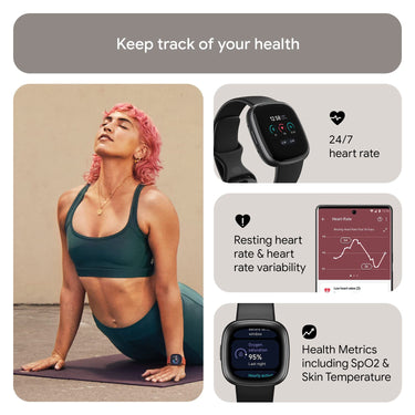 Fitbit Versa 4 Fitness Smartwatch with GPS, 24/7 Heart Rate - Black/Graphite