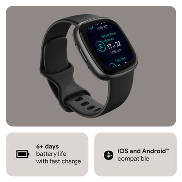 Fitbit Versa 4 Fitness Smartwatch with GPS, 24/7 Heart Rate - Black/Graphite