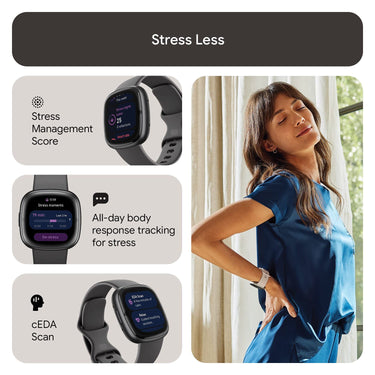 Fitbit Sense 2 Advanced Health & Fitness Smartwatch, Sleep Tools - Shadow Grey/Graphite