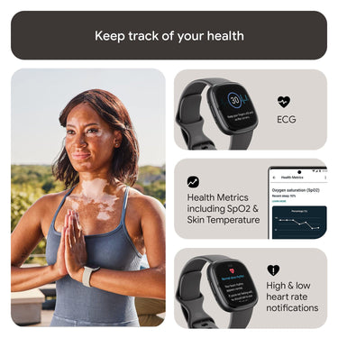Fitbit Sense 2 Advanced Health & Fitness Smartwatch, Sleep Tools - Shadow Grey/Graphite