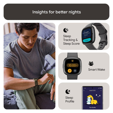 Fitbit Sense 2 Advanced Health & Fitness Smartwatch, Sleep Tools - Shadow Grey/Graphite