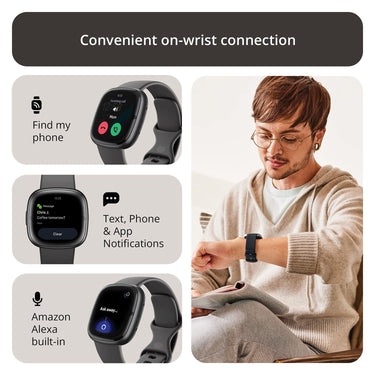 Fitbit Sense 2 Advanced Health & Fitness Smartwatch, Sleep Tools - Shadow Grey/Graphite