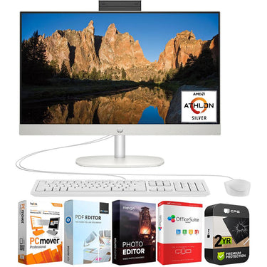Hewlett Packard 23.8" All-in-One Desktop PC Silver + Softwares & 2 Year Warranty
